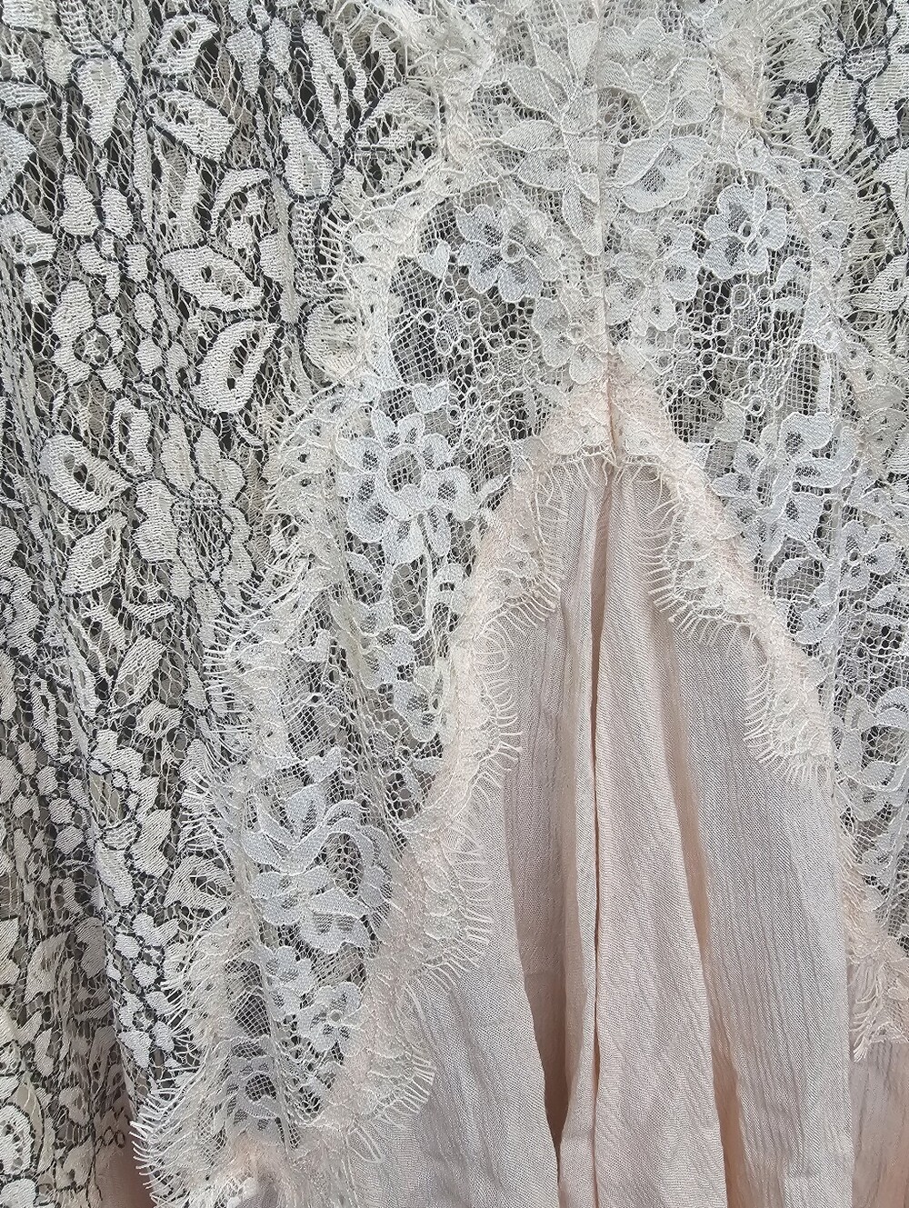 Free People Tell Tale Tunic Dress Blush Pink Cream Lace Boho Size Large - Picture 5 of 9